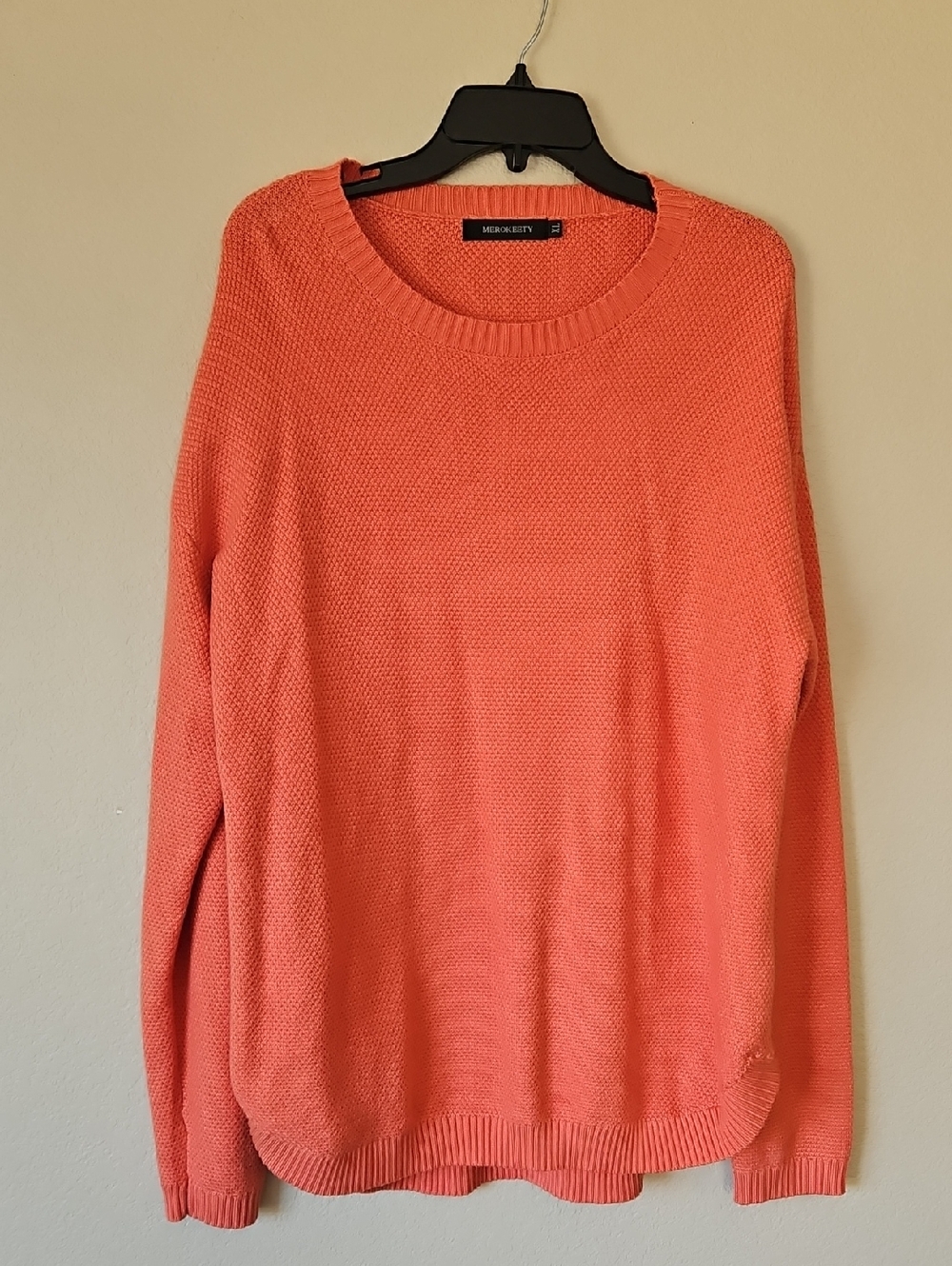 Merokeety Coral Textured Crewneck Sweater XL